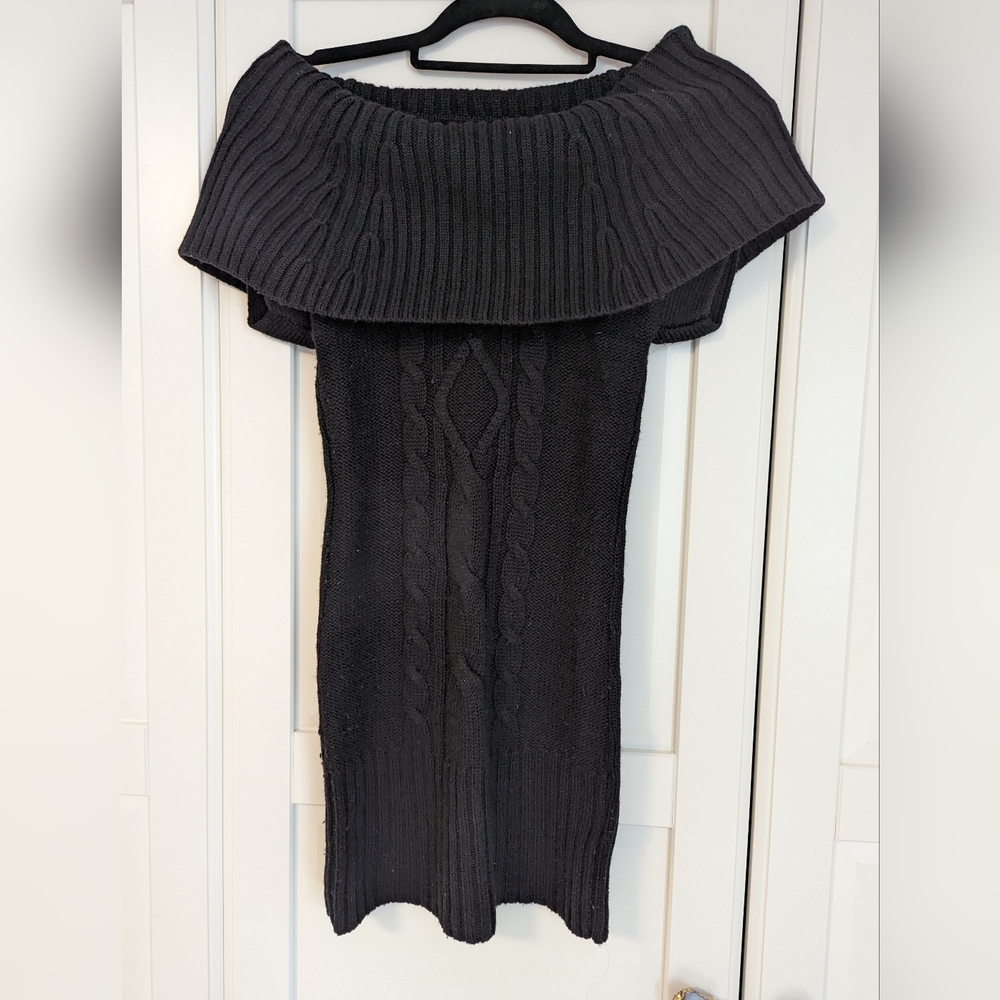 Guess Black Off-the-Shoulder Sweater Dress - XS
